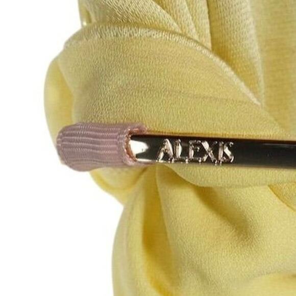 Saab Pleated Drop Waist Alexis Women's Yellow Satin Halter Maxi Dress Size Large - Picture 11 of 13